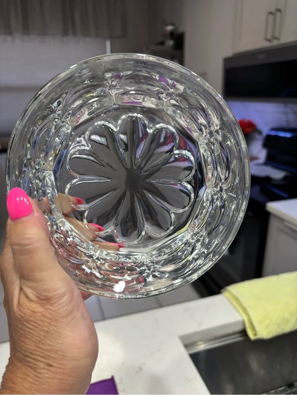 2 Vintage Duralex France Clear Glass Thumbprint Daisy Bowls - Excellent Conditio